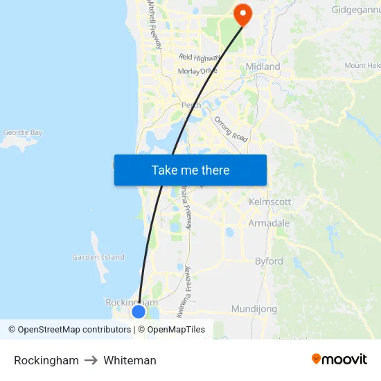 Rockingham to Whiteman map