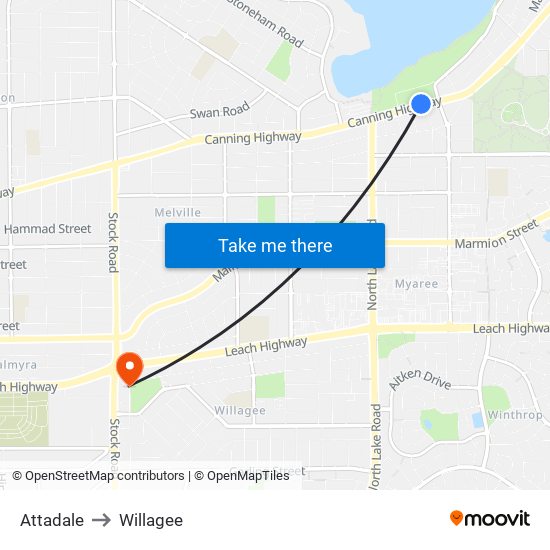 Attadale to Willagee map