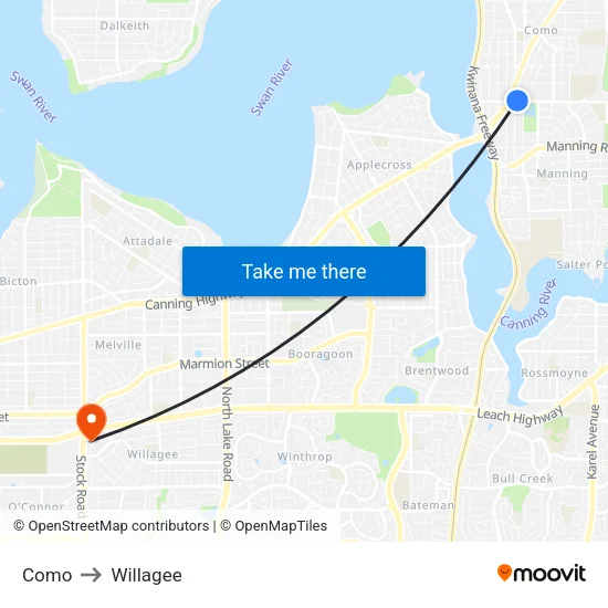 Como to Willagee map