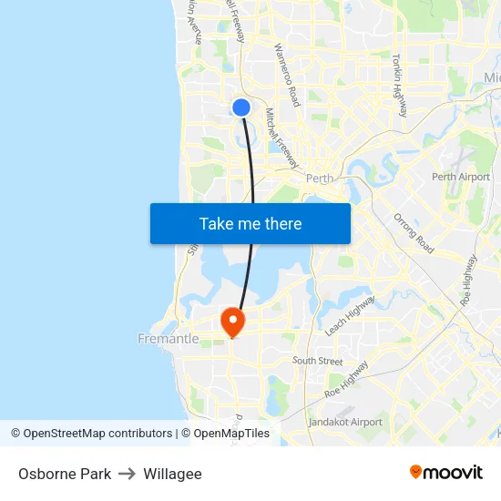 Osborne Park to Willagee map