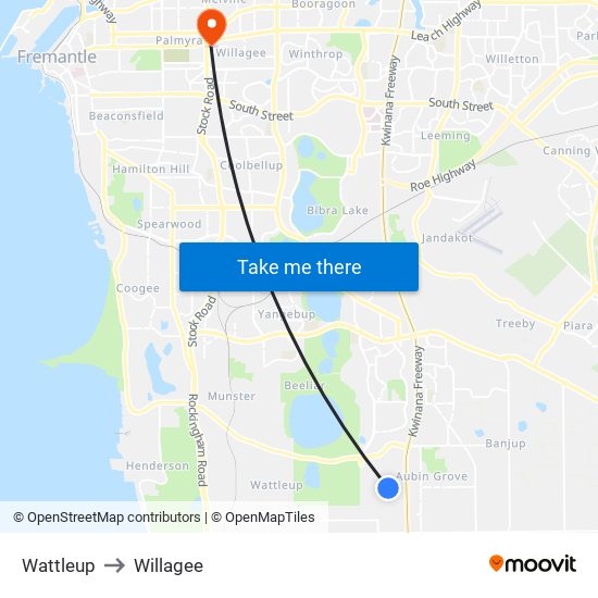 Wattleup to Willagee map