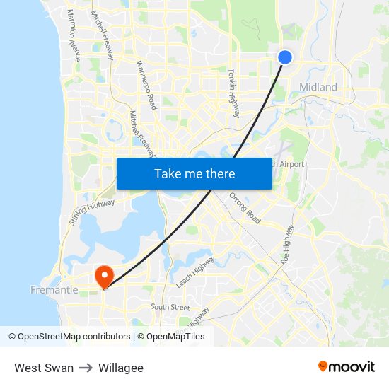 West Swan to Willagee map