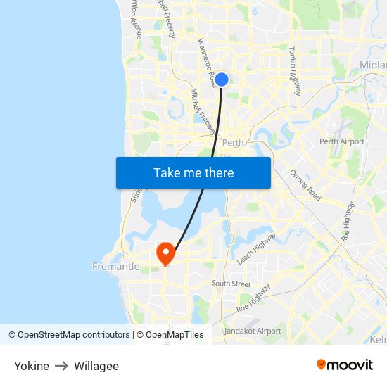 Yokine to Willagee map