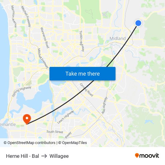 Herne Hill - Bal to Willagee map