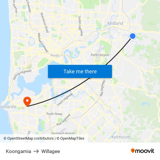 Koongamia to Willagee map