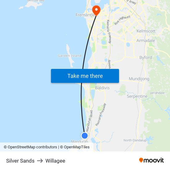 Silver Sands to Willagee map