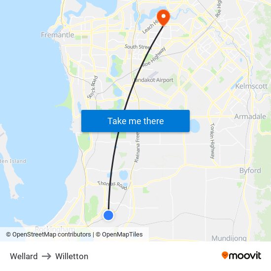 Wellard to Willetton map