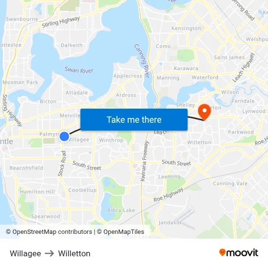 Willagee to Willetton map