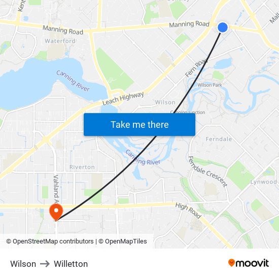 Wilson to Willetton map