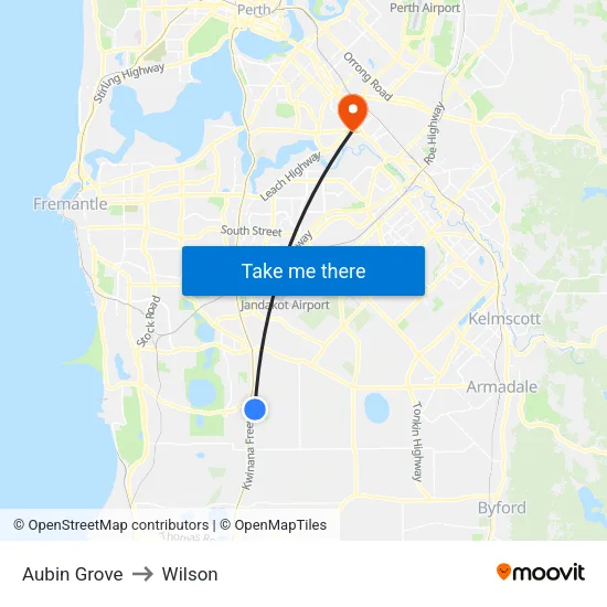 Aubin Grove to Wilson map