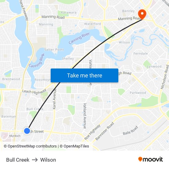 Bull Creek to Wilson map