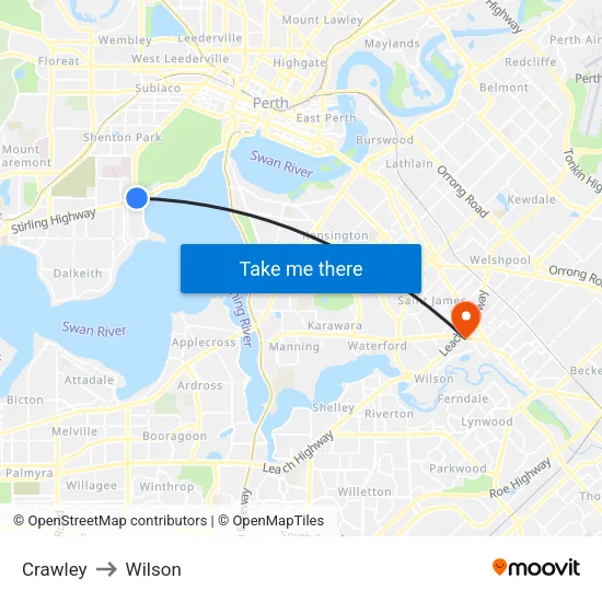 Crawley to Wilson map