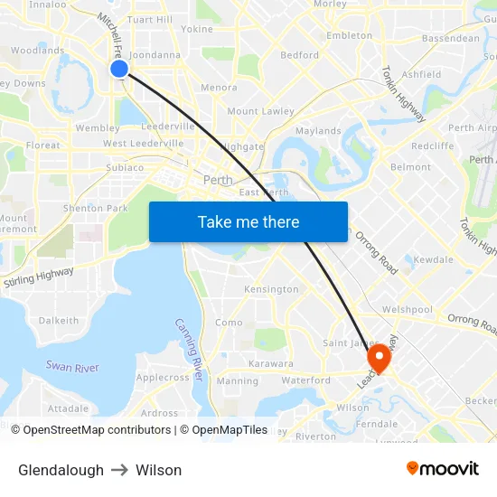 Glendalough to Wilson map
