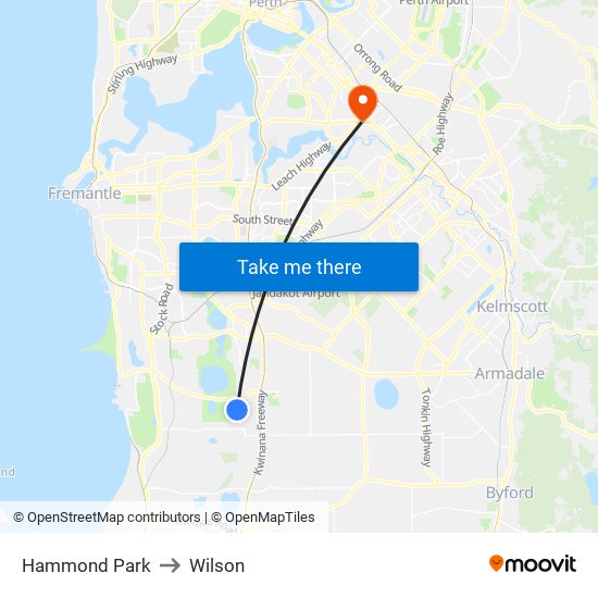 Hammond Park to Wilson map