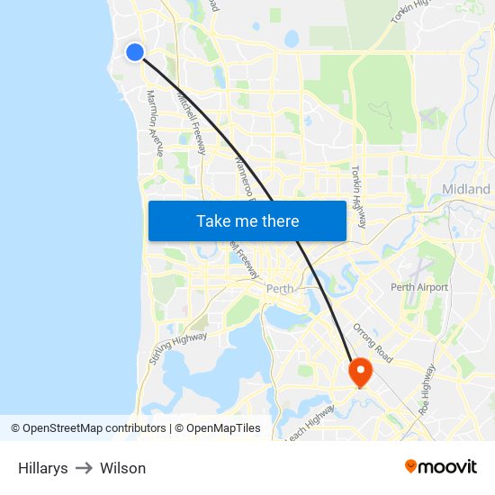 Hillarys to Wilson map