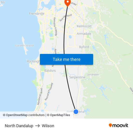 North Dandalup to Wilson map
