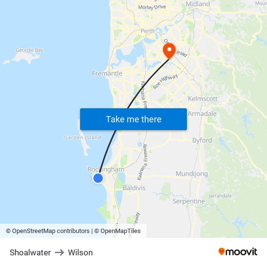 Shoalwater to Wilson map