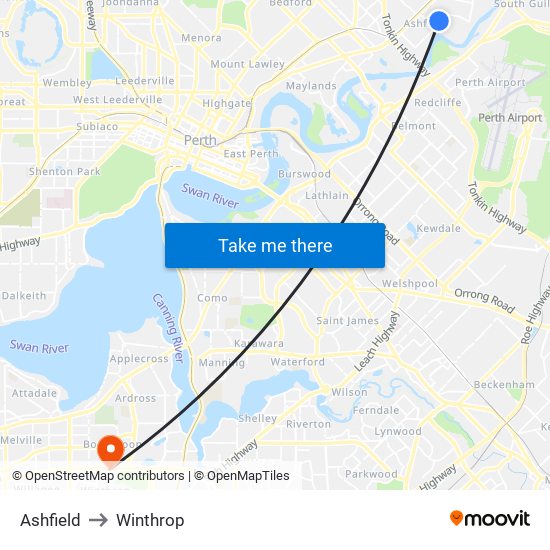 Ashfield to Winthrop map