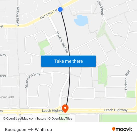 Booragoon to Winthrop map