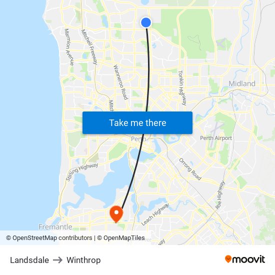 Landsdale to Winthrop map