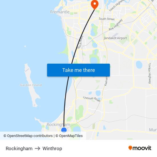 Rockingham to Winthrop map