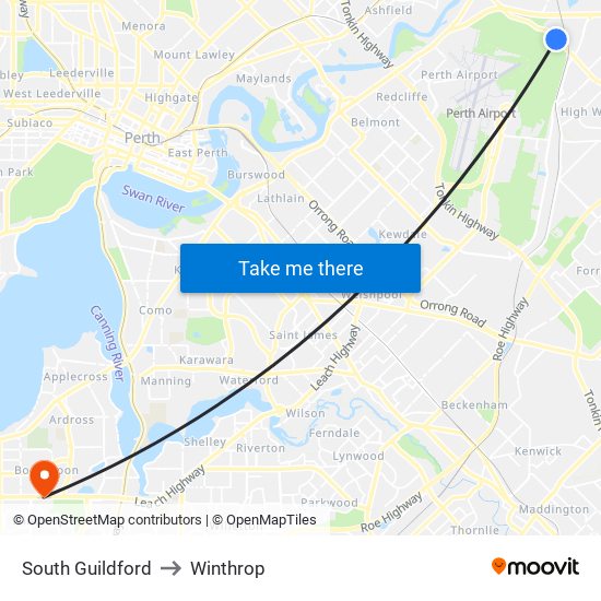 South Guildford to Winthrop map