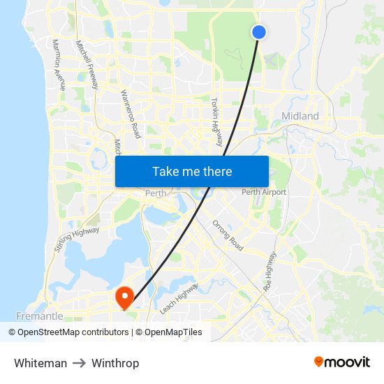 Whiteman to Winthrop map