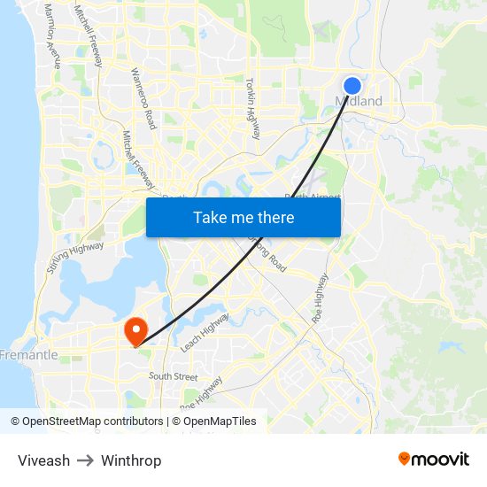 Viveash to Winthrop map