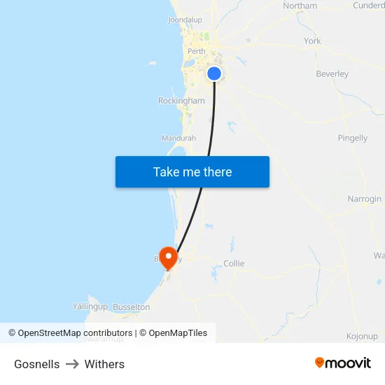 Gosnells to Withers map
