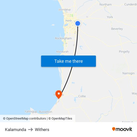 Kalamunda to Withers map