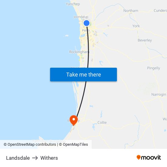 Landsdale to Withers map