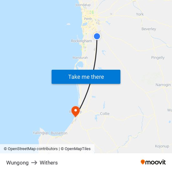 Wungong to Withers map