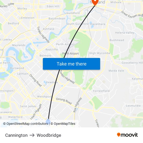 Cannington to Woodbridge map