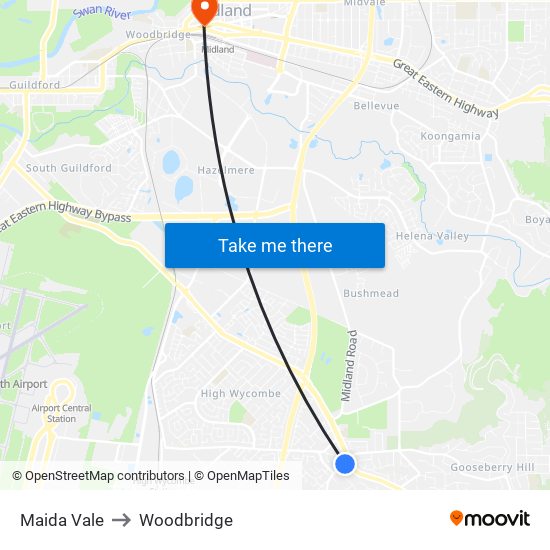 Maida Vale to Woodbridge map