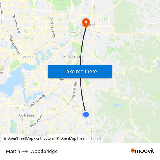 Martin to Woodbridge map