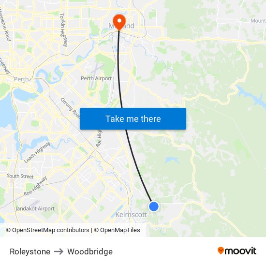 Roleystone to Woodbridge map
