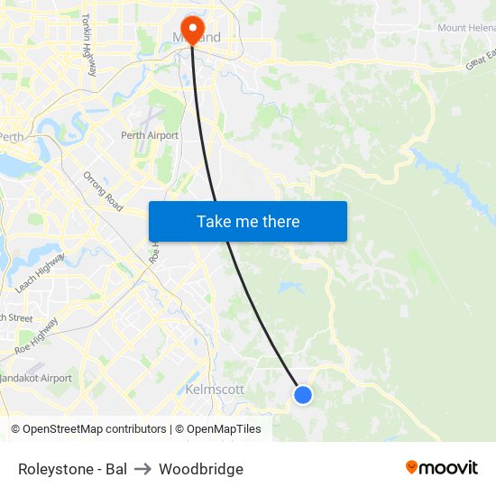 Roleystone - Bal to Woodbridge map