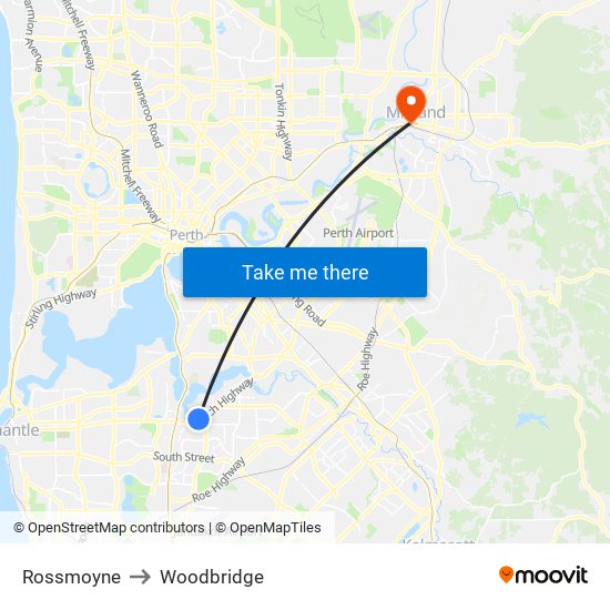Rossmoyne to Woodbridge map