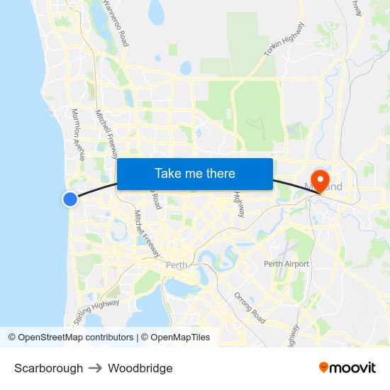 Scarborough to Woodbridge map