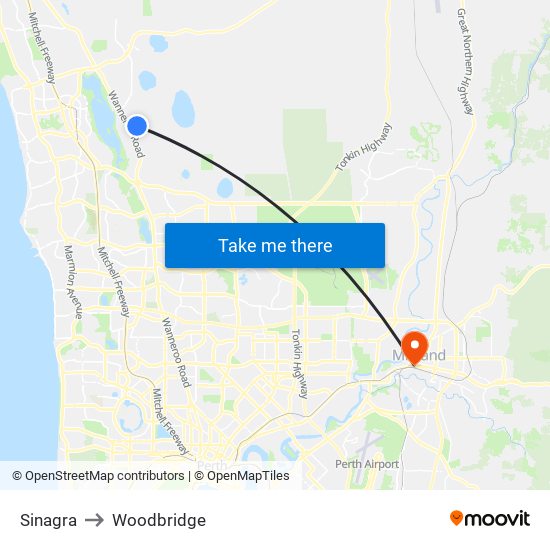 Sinagra to Woodbridge map