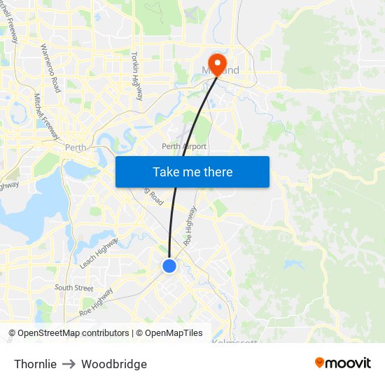 Thornlie to Woodbridge map