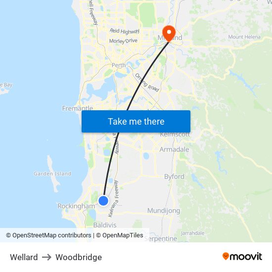 Wellard to Woodbridge map