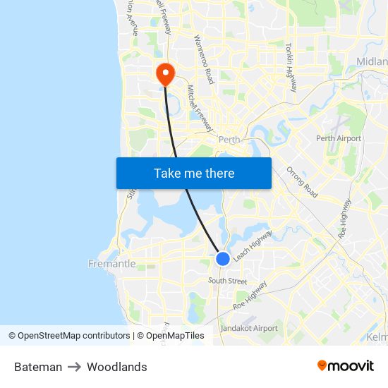 Bateman to Woodlands map