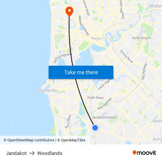 Jandakot to Woodlands map