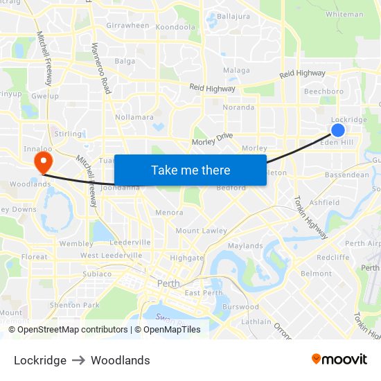 Lockridge to Woodlands map