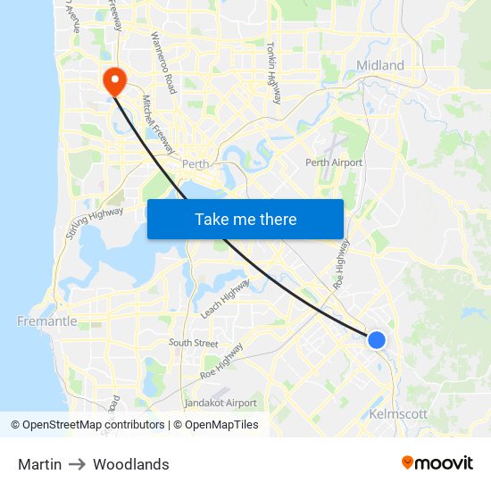 Martin to Woodlands map