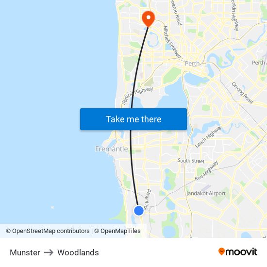 Munster to Woodlands map