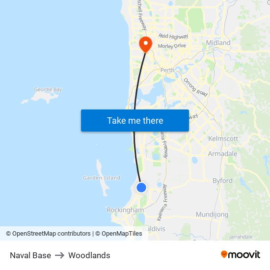 Naval Base to Woodlands map