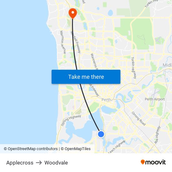 Applecross to Woodvale map