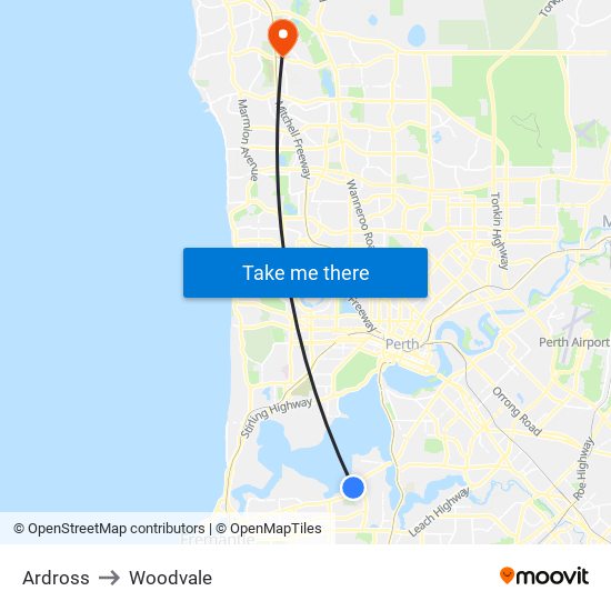 Ardross to Woodvale map